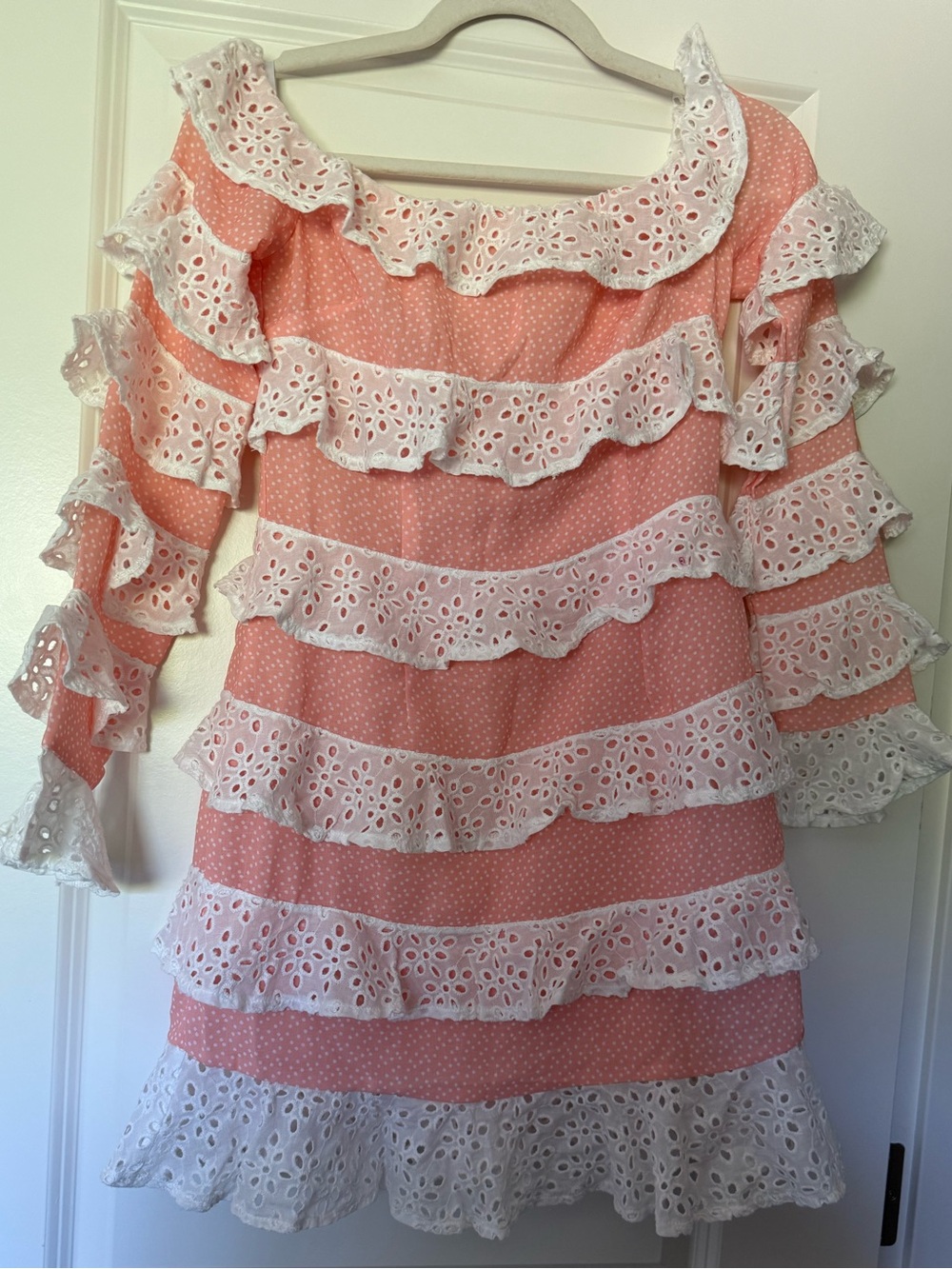 Sabo Luxe Pink Polka Dot Mini Dress Size S